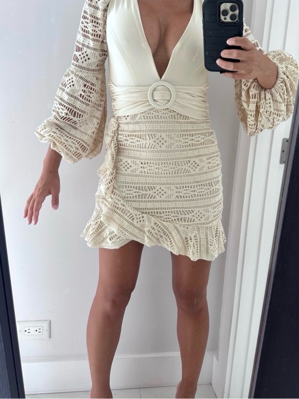 Patbo Crochet Plunge Mini Dress size 4 - Picture 5 of 10